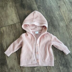 NORDSTROM Pink Knit Hooded Cardigan for Baby - 6 Months
